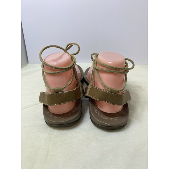 CHACO Gladiator Sandal Women’s Size 9 Tan Beige Leather Ankle Wrap Hippy Boho - Picture 4 of 6